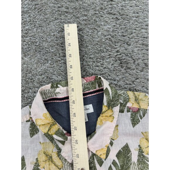 Sun Stone Shirt Mens XL White Floral Linen Blend Hawaiian Tropical Button Up - Picture 4 of 9